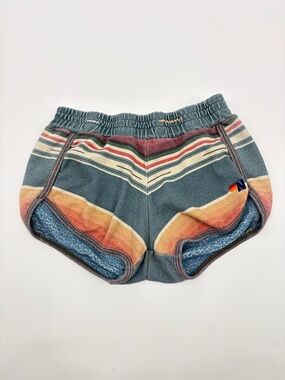 Aviator Nation | Retro Stripe Volley Shorts in Teal and Orange
